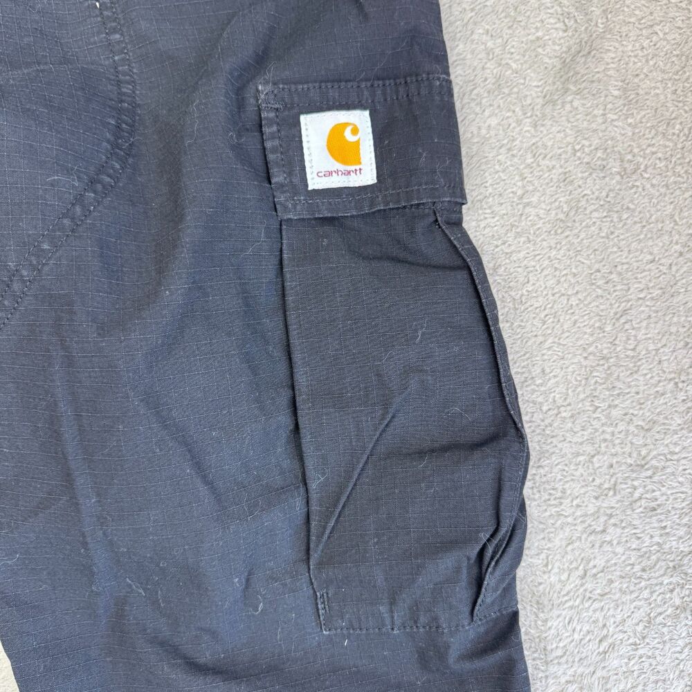 Carhartt WIP Aviation Regular Cargo Pants Men 30x32 Black Cotton Ripstop Utility - Picture 9 of 10